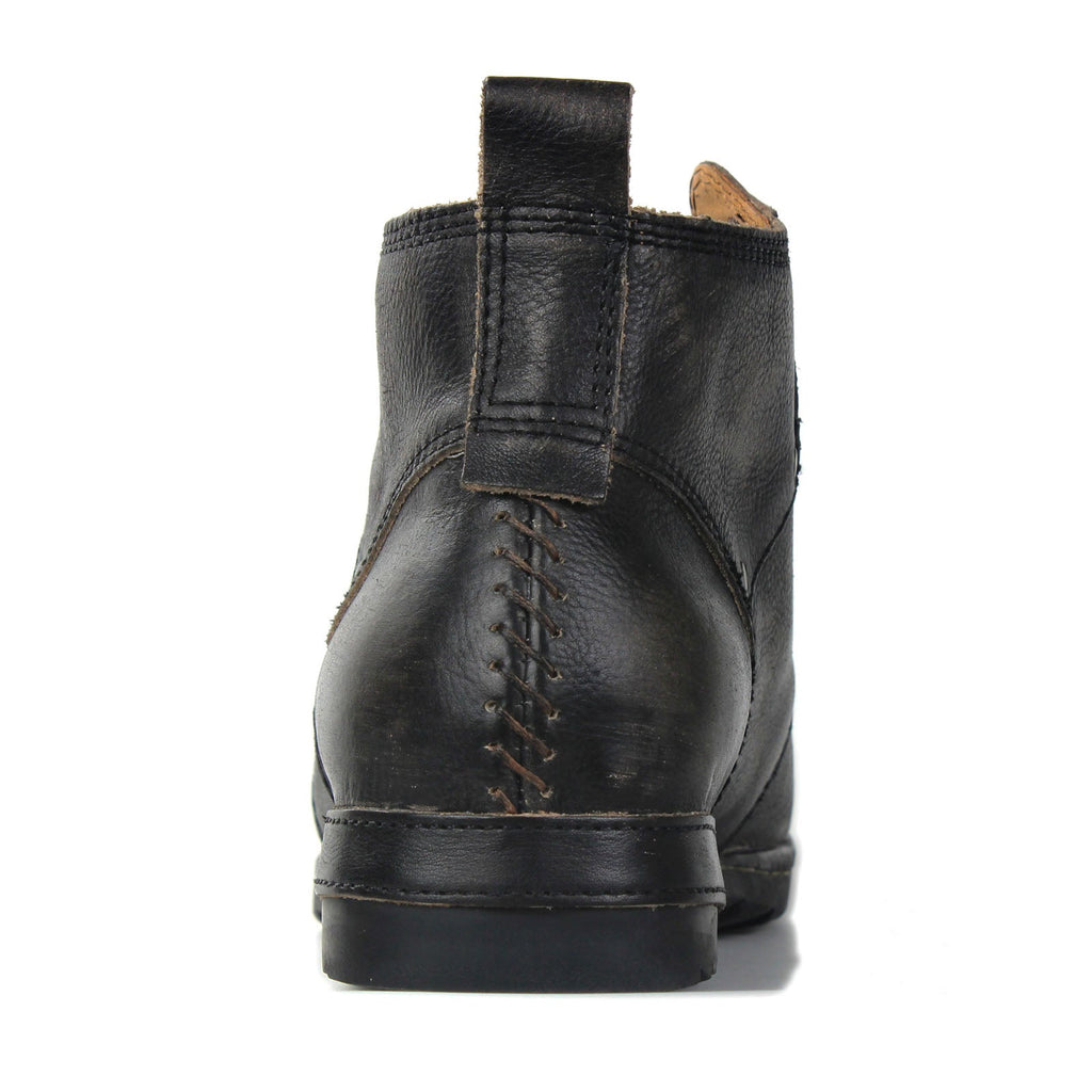 OSSTONE Moto Boots for Men Vintage Zipper-up Retro Leather Chukka Boots Distressed Rock n roll Bike Shoes Punk Boots OS-6015-3-B-D