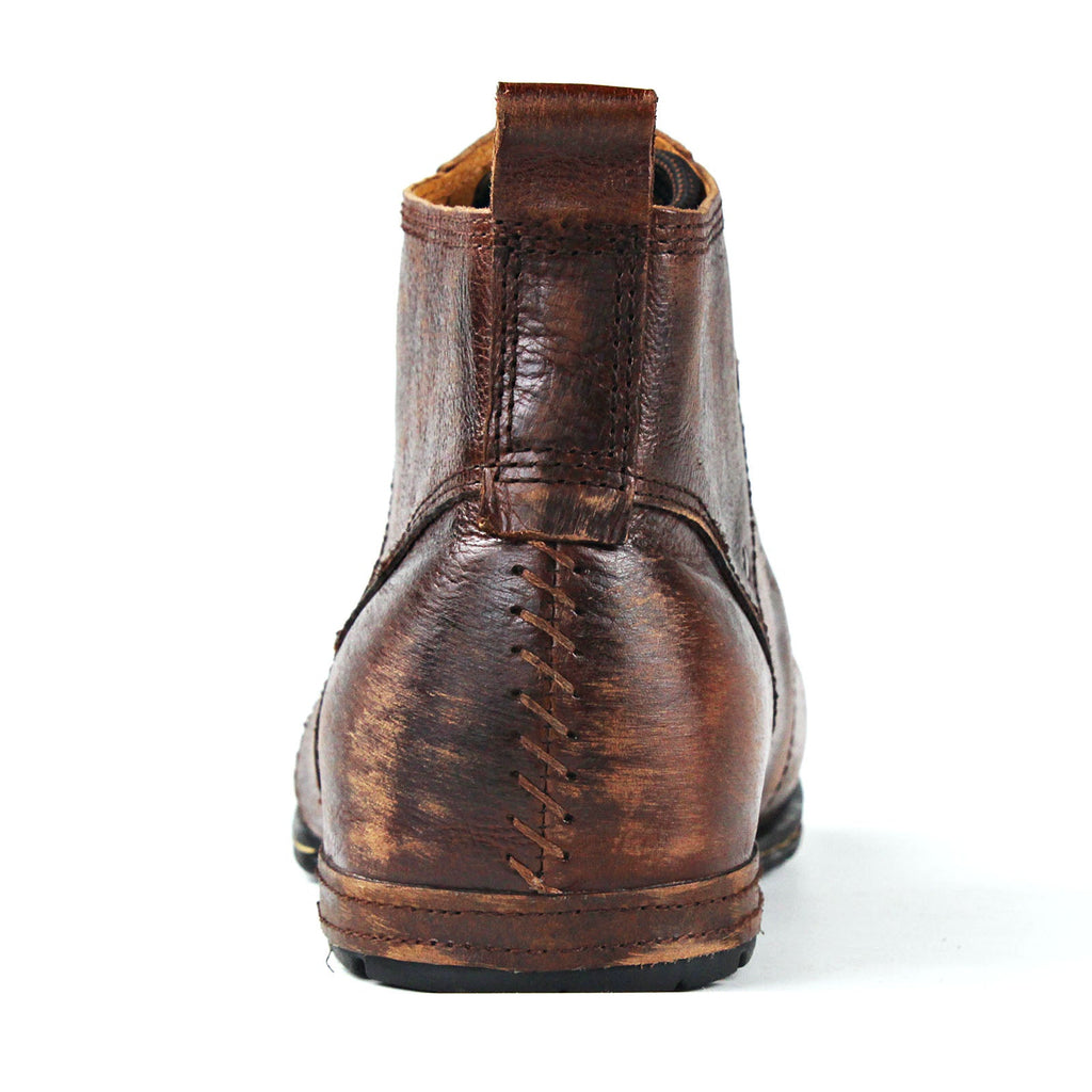 OSSTONE Moto Boots for Men Vintage Zipper-up Retro Leather Chukka Boots Distressed Rock n roll Bike Shoes Punk Boots OS-6015-2-Retro