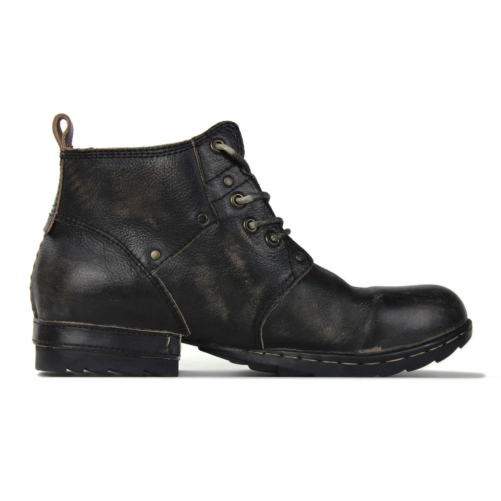 OSSTONE Moto Boots for Men Vintage Zipper-up Retro Leather Chukka Boots Distressed Rock n roll Bike Shoes Punk Boots OS-6015-3-B-D
