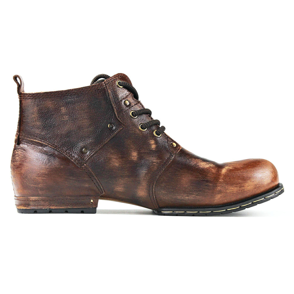 OSSTONE Moto Boots for Men Vintage Zipper-up Retro Leather Chukka Boots Distressed Rock n roll Bike Shoes Punk Boots OS-6015-2-Retro