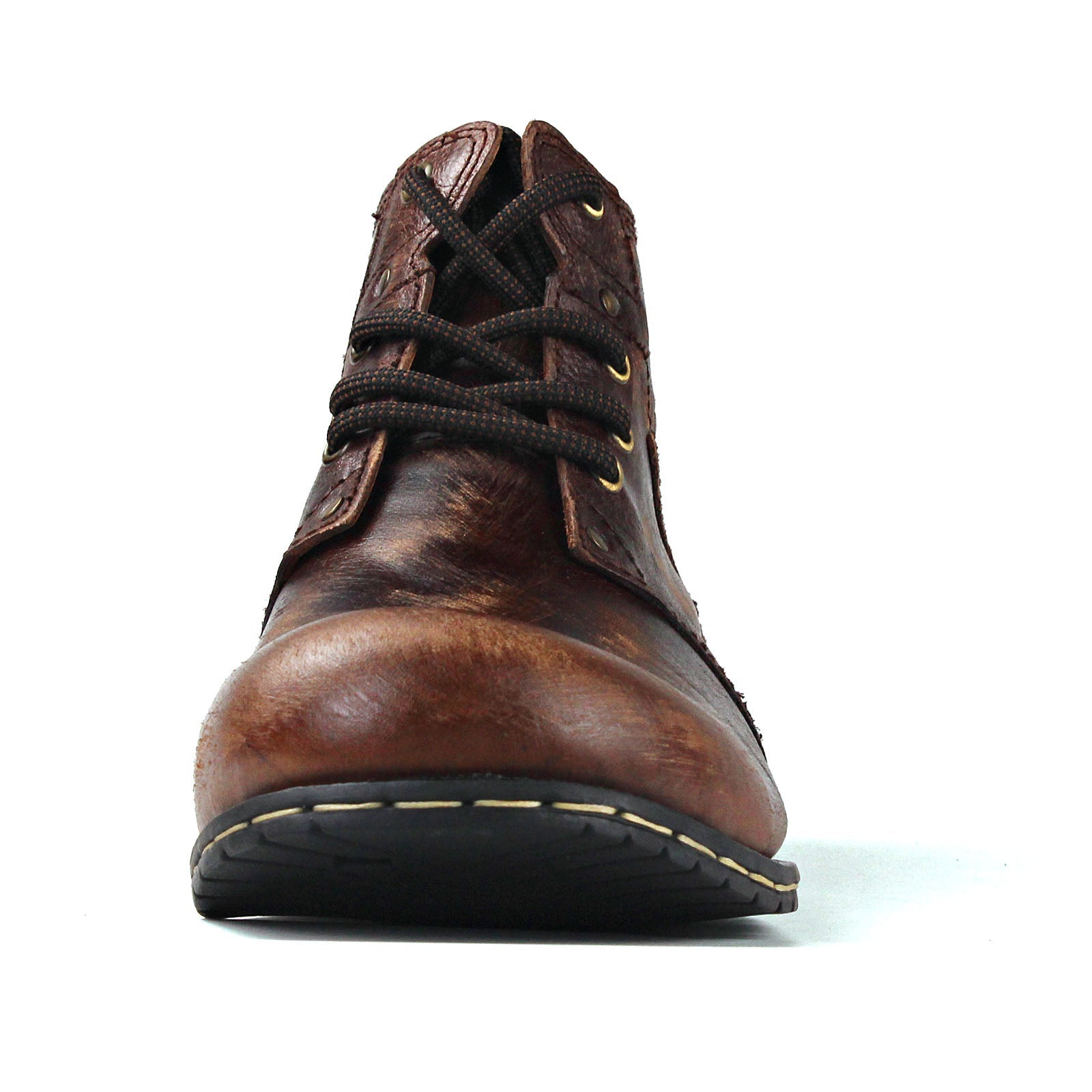 OSSTONE Moto Boots for Men Vintage Zipper-up Retro Leather Chukka Boots Distressed Rock n roll Bike Shoes Punk Boots OS-6015-2-Retro