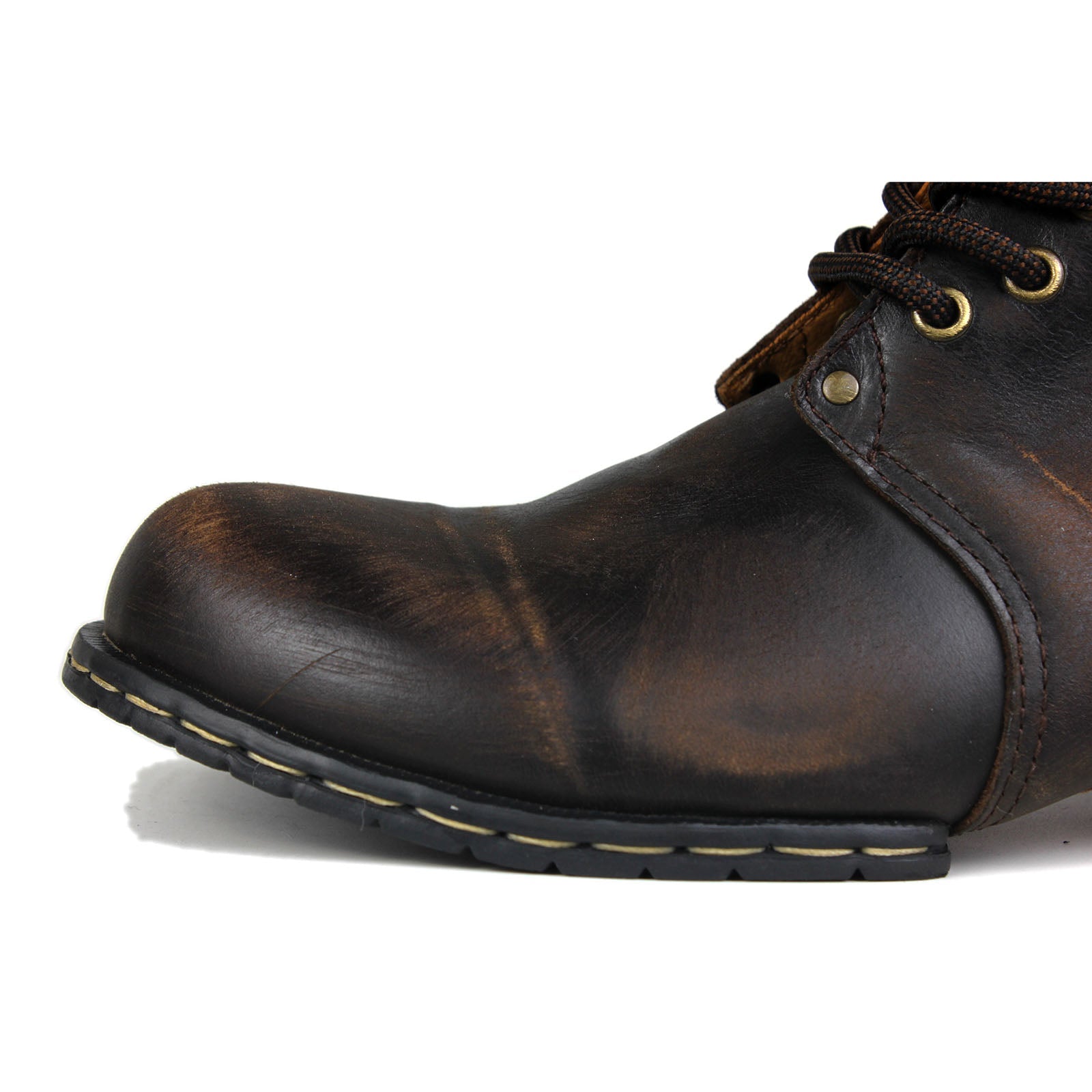 OSSTONE Moto Boots for Men Vintage Zipper-up Retro Leather Chukka Boots Distressed Rock n roll Bike Shoes Punk Boots OS-6015-2-Retro