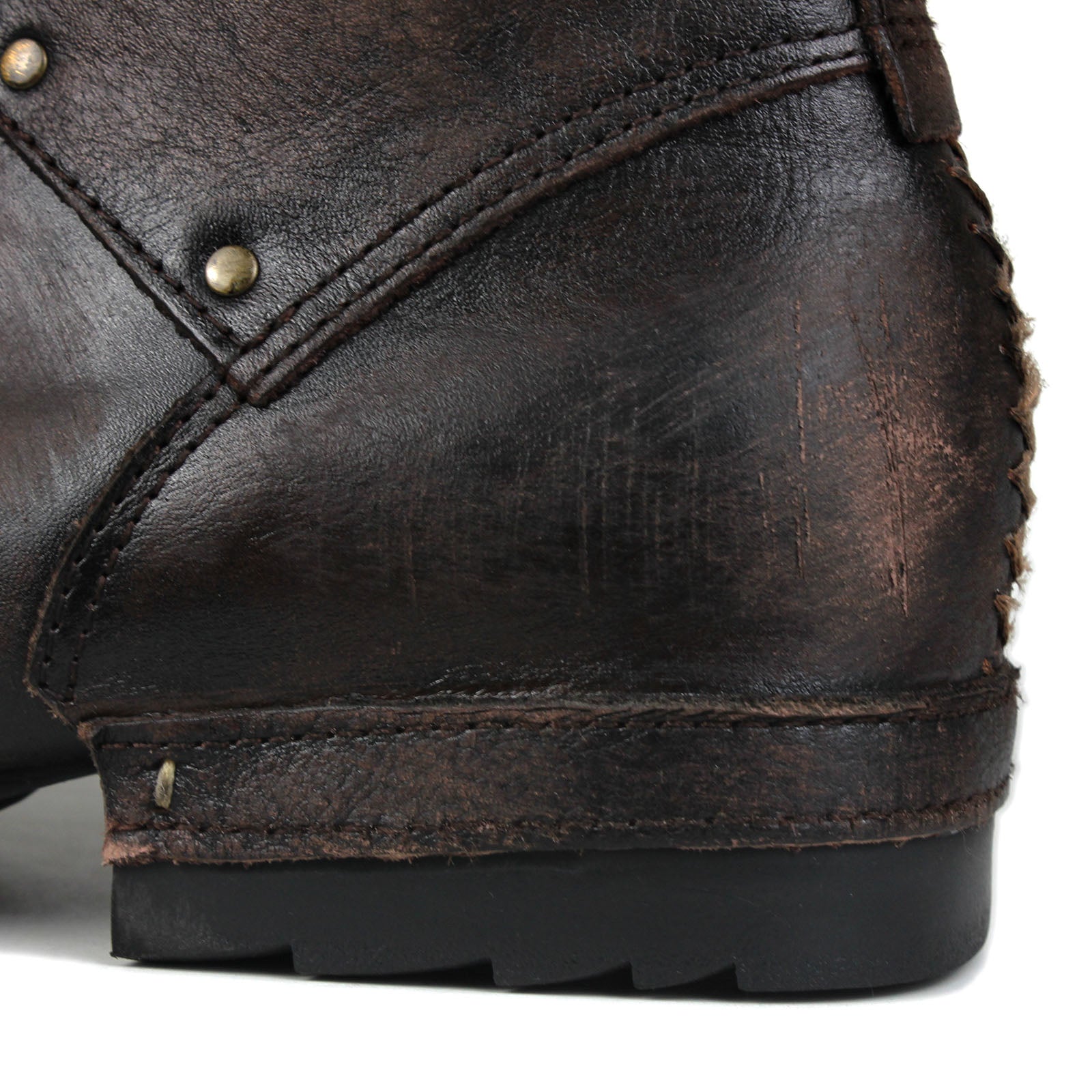 OSSTONE Moto Boots for Men Vintage Zipper-up Retro Leather Chukka Boots Distressed Rock n roll Bike Shoes Punk Boots OS-6015-3-B-D