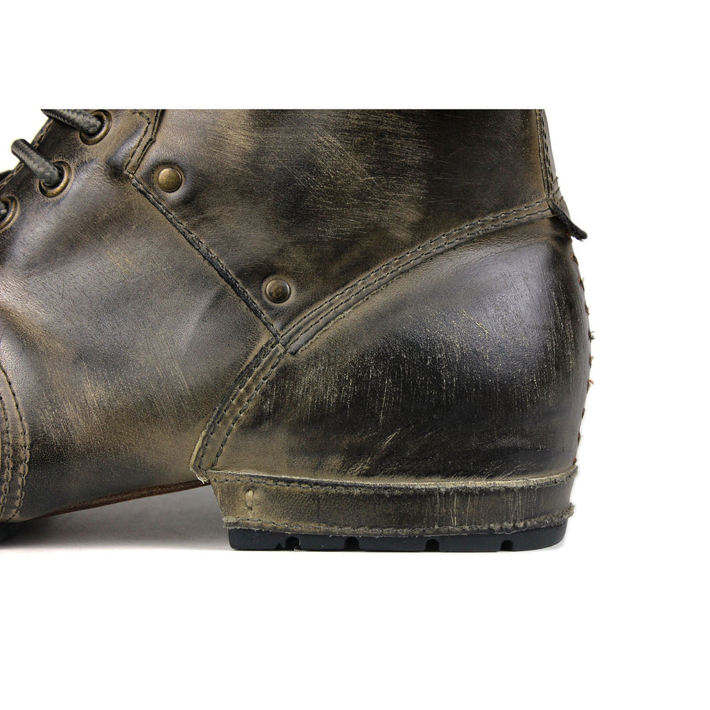 OSSTONE Moto Boots for Men Vintage Zipper-up Retro Leather Chukka Boots Distressed Rock n roll Bike Shoes Punk Boots OS-6015-2-Retro