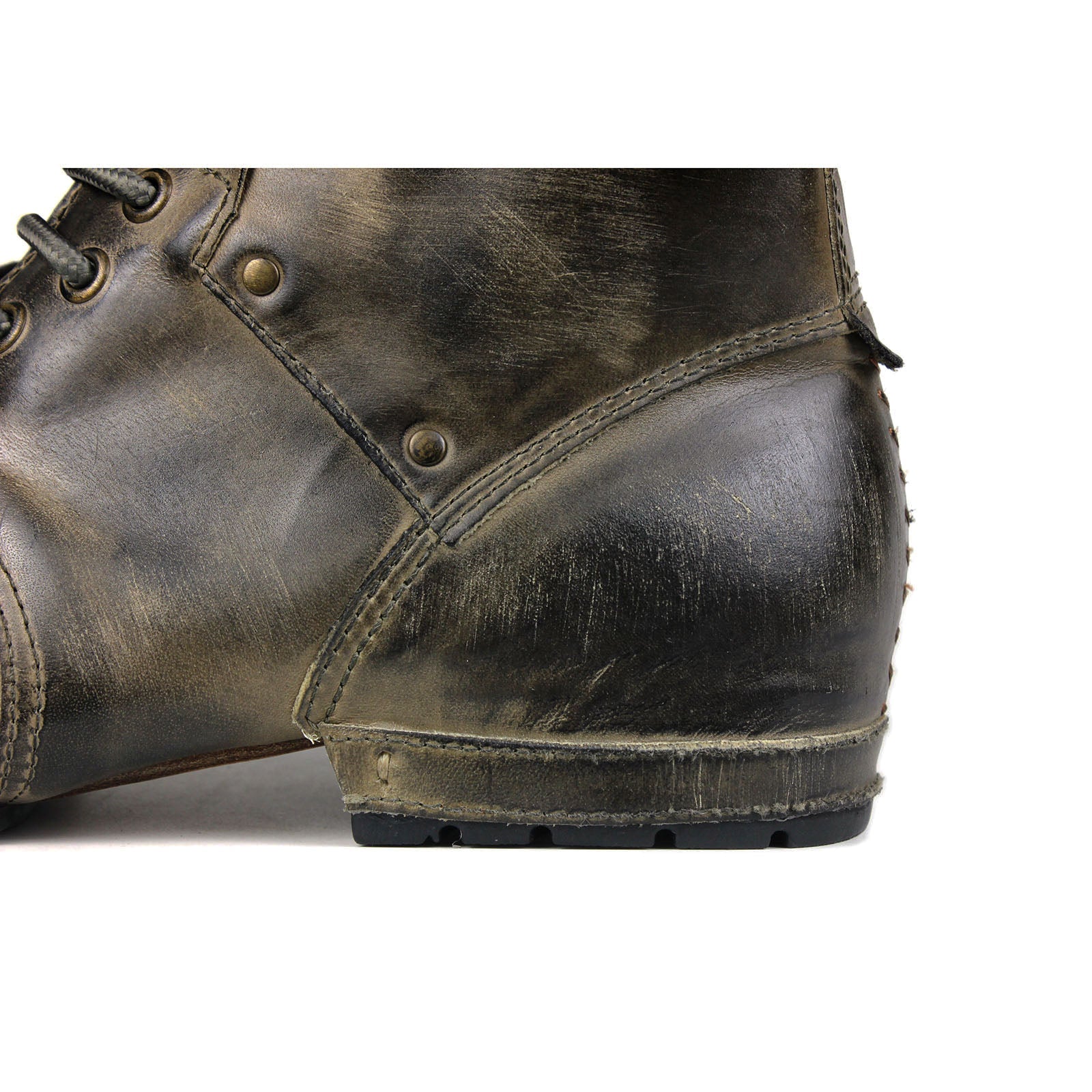 OSSTONE Moto Boots for Men Vintage Zipper-up Retro Leather Chukka Boots Distressed Rock n roll Bike Shoes Punk Boots OS-6015-2-Retro