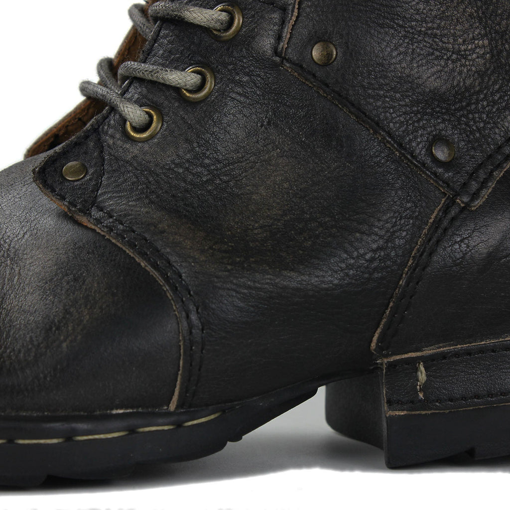 OSSTONE Moto Boots for Men Vintage Zipper-up Retro Leather Chukka Boots Distressed Rock n roll Bike Shoes Punk Boots OS-6015-3-B-D
