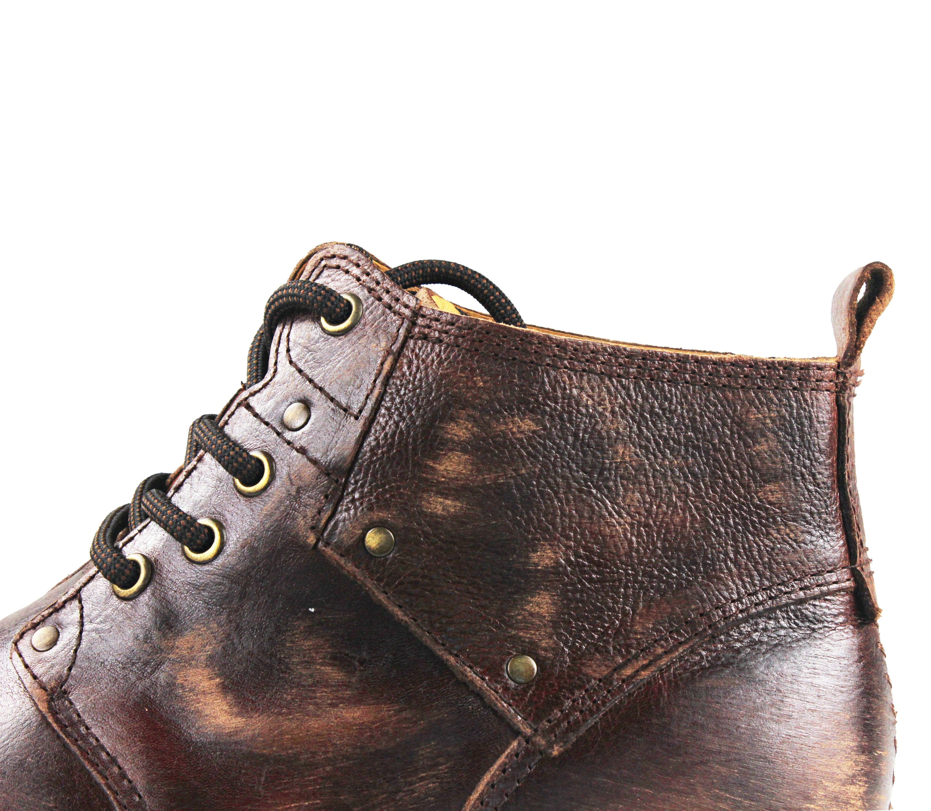 OSSTONE Moto Boots for Men Vintage Zipper-up Retro Leather Chukka Boots Distressed Rock n roll Bike Shoes Punk Boots OS-6015-2-Retro