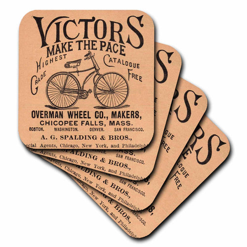 3dRose Florene - Vintage Ad Posters - Print of Vintage Bicycle Ad With Words - Coasters (cst_204036)