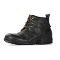 OSSTONE Moto Boots for Men Vintage Zipper-up Retro Leather Chukka Boots Distressed Rock n roll Bike Shoes Punk Boots OS-6015-3-B-D