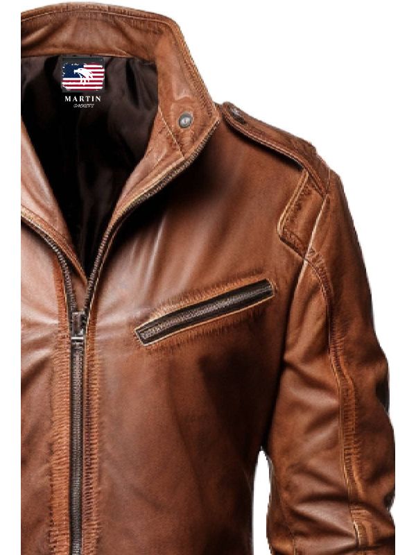 Men’s Brown Leather Jacket - Distressed Brown Leather Jacket