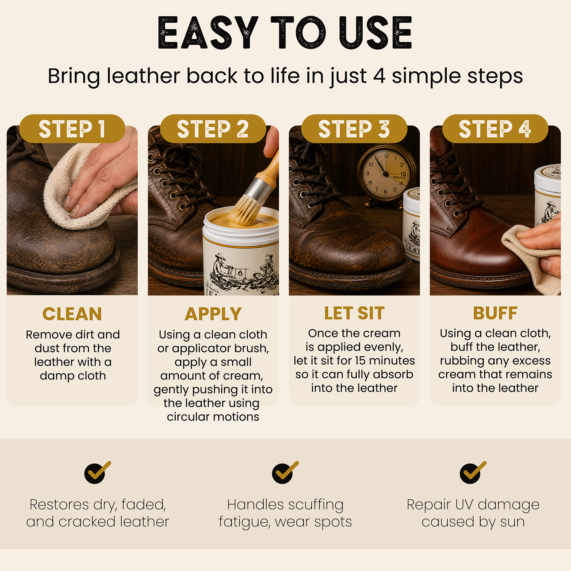 Skidmore's Original Leather Cream – Natural Leather Cleaner & Conditioner